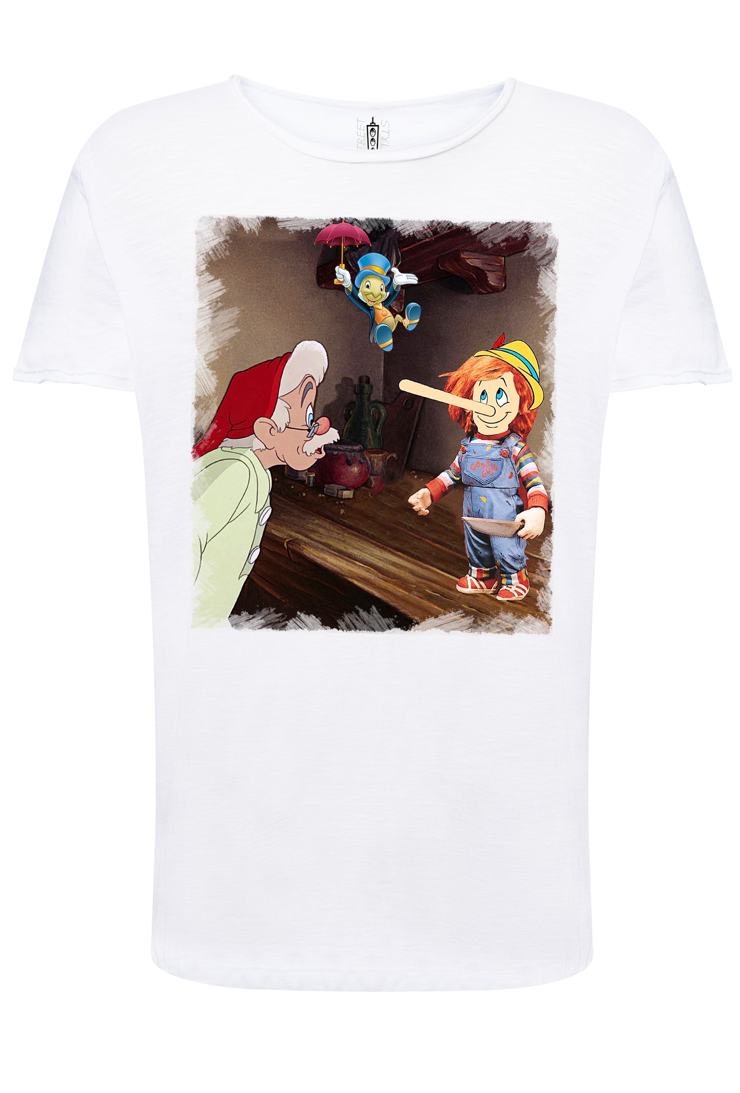 Nonno Pinocchio Film Cinema Cartoon 2105 T-shirt Urban Slub Men Uomo 100% Cotone Fiammato JK