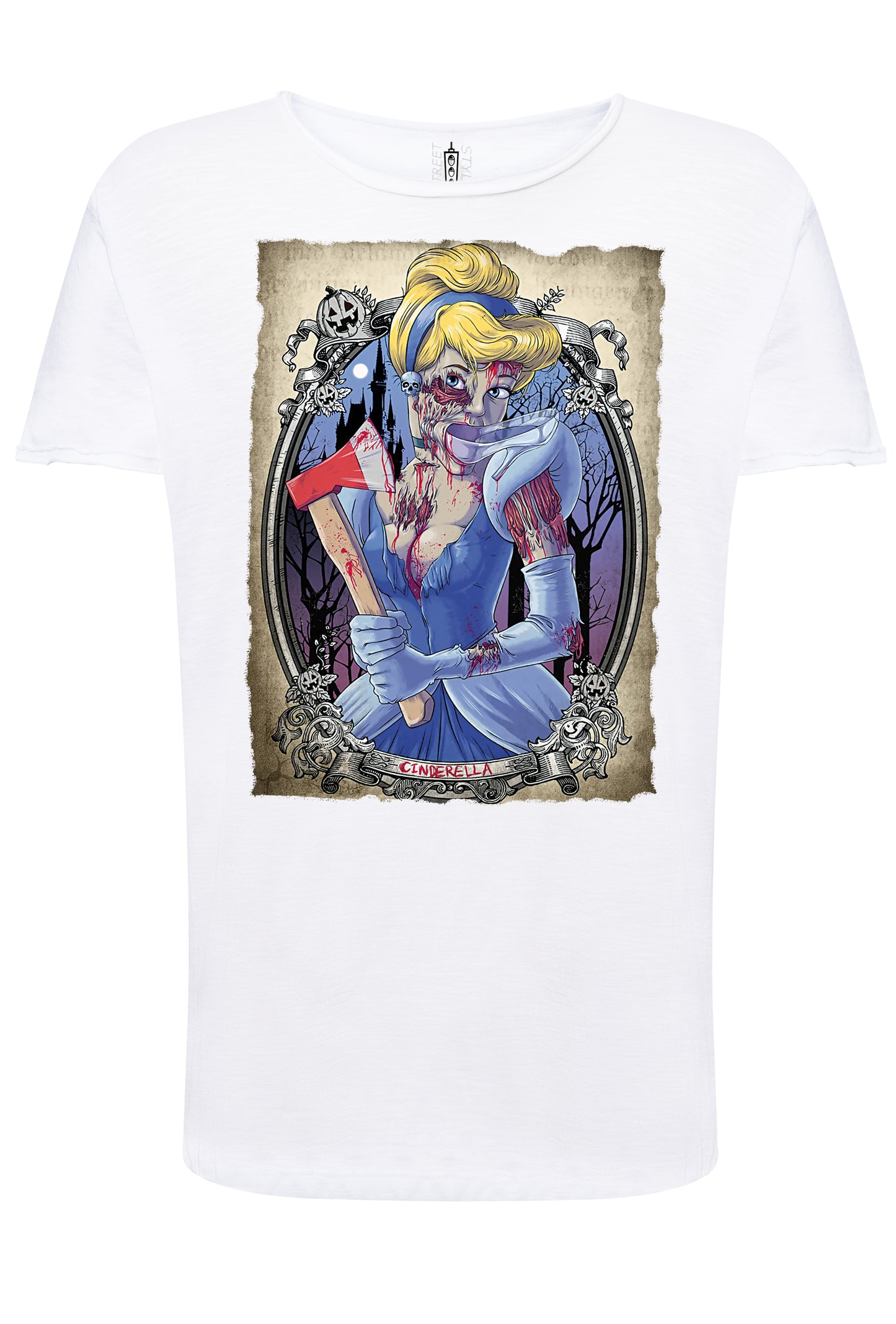 Disney Zombie Princess 2 Cartoon Fumetti 2050-16 T-shirt Urban Slub Men Uomo 100% Cotone Fiammato JK