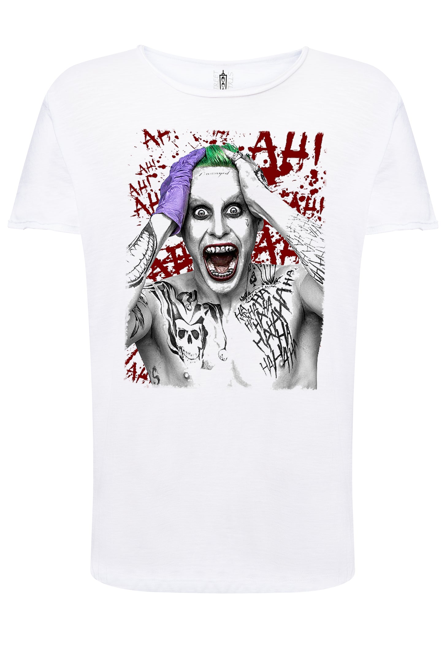 Suicide Joker Scratc Super Eroi Fumetti 18-107 T-shirt Urban Slub Men Uomo 100% Cotone Fiammato JK