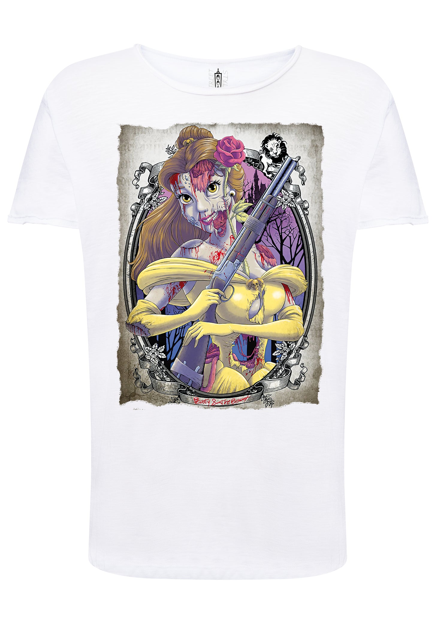 Disney Zombie Princess 3 Cartoon Fumetti 2050-17 T-shirt Urban Slub Men Uomo 100% Cotone Fiammato JK