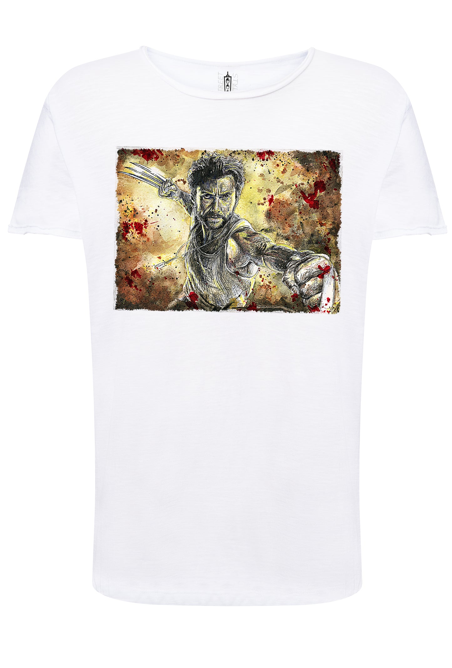 Wolverine Color Scratc Super Eroi Fumetti 18-110 T-shirt Urban Slub Men Uomo 100% Cotone Fiammato JK