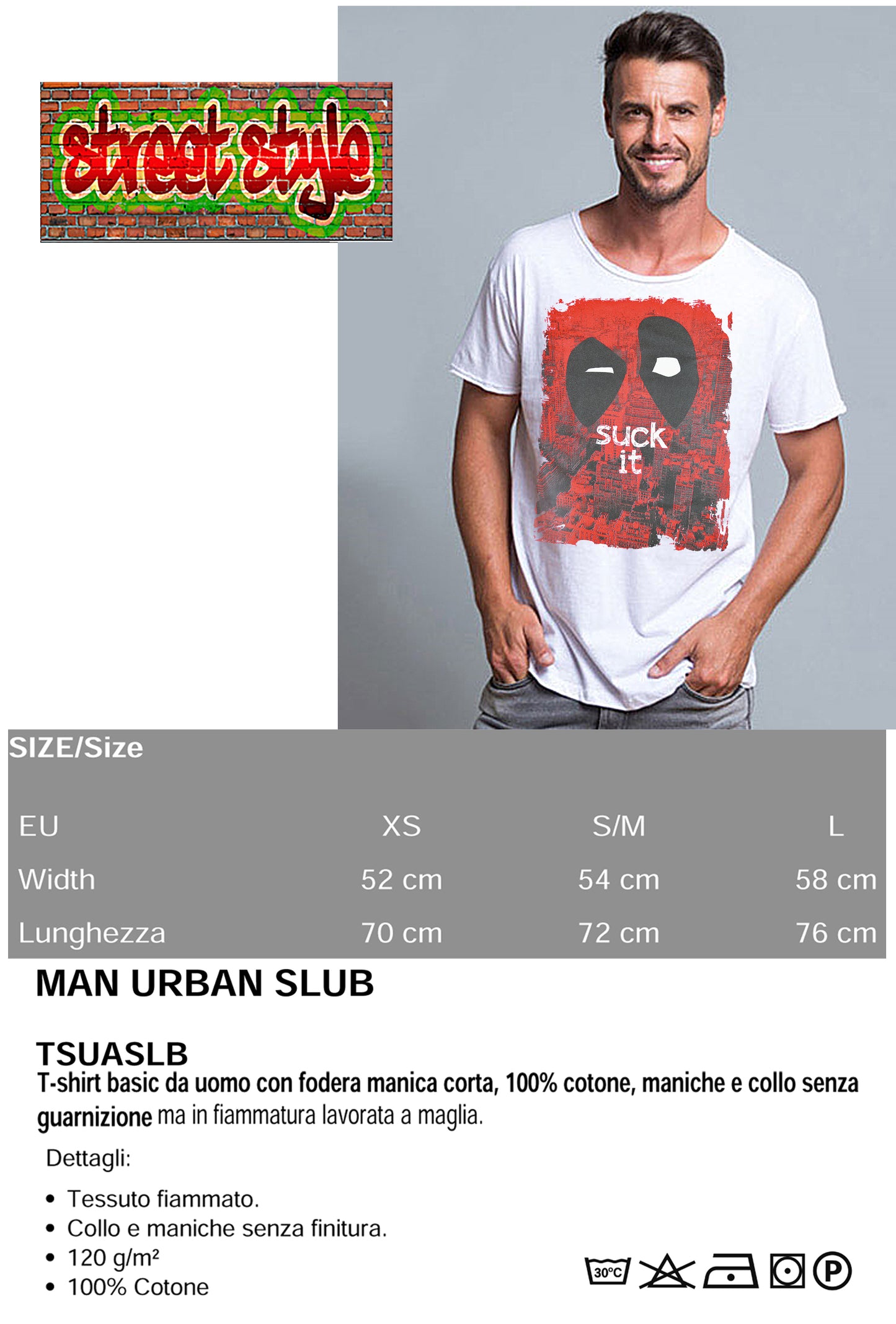 Deapool Suck IT Film Cinema 2059-1 T-shirt Urban Slub Men Uomo 100% Cotone Fiammato JK