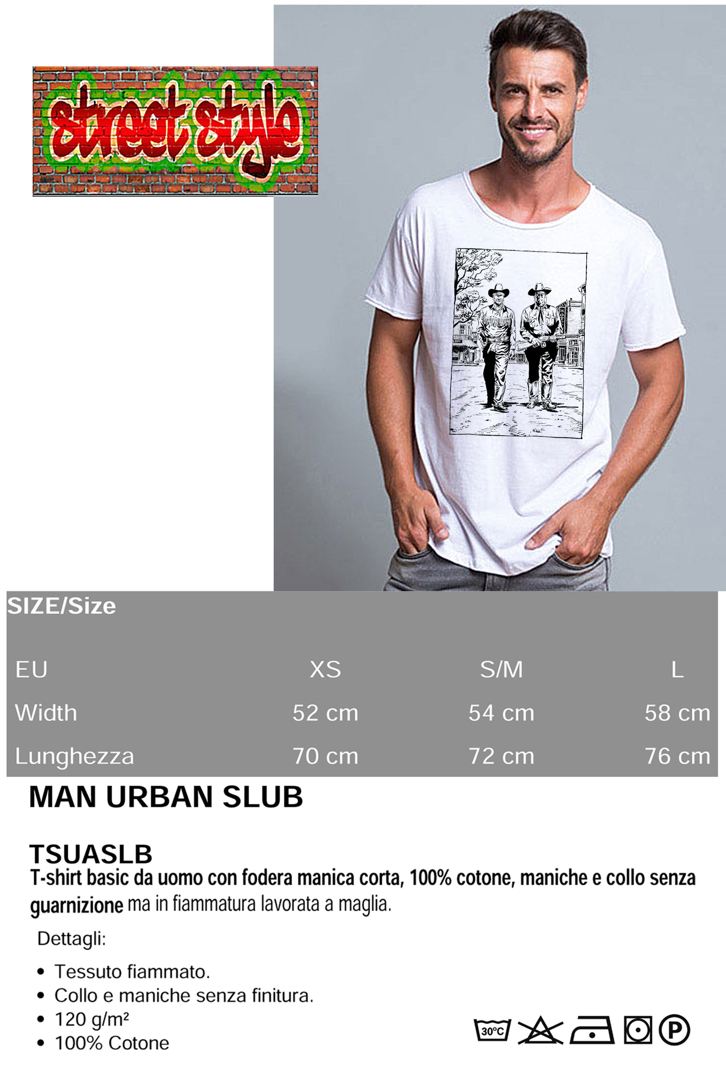 Tex The Legend Stilizzato 2000-0 T-shirt Urban Slub Men Uomo 100% Cotone Fiammato JK