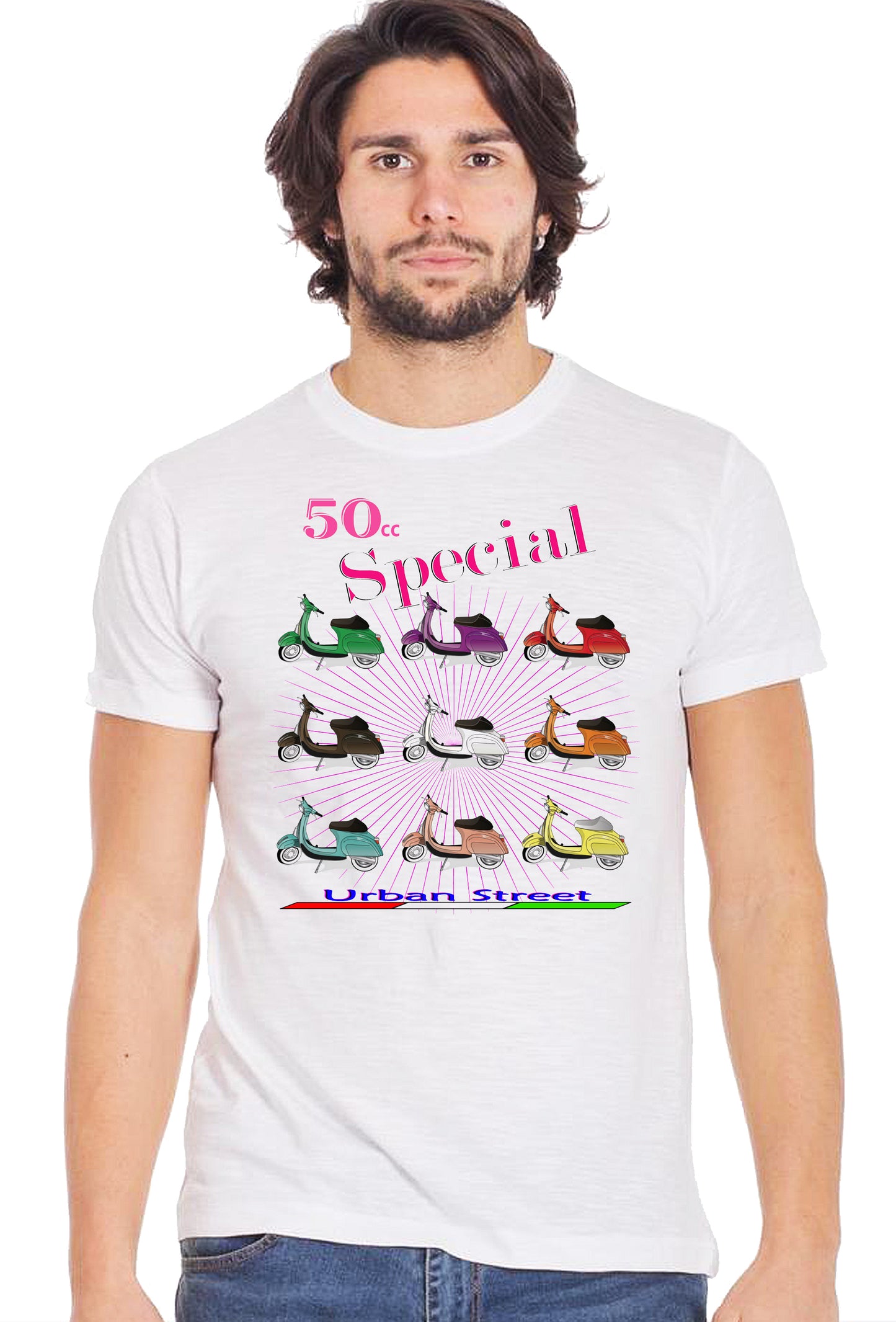 Vespa Multicolor Auto Moto e Bici 10-3 T-shirt Urban Men Uomo 100% Cotone Pettinato JK