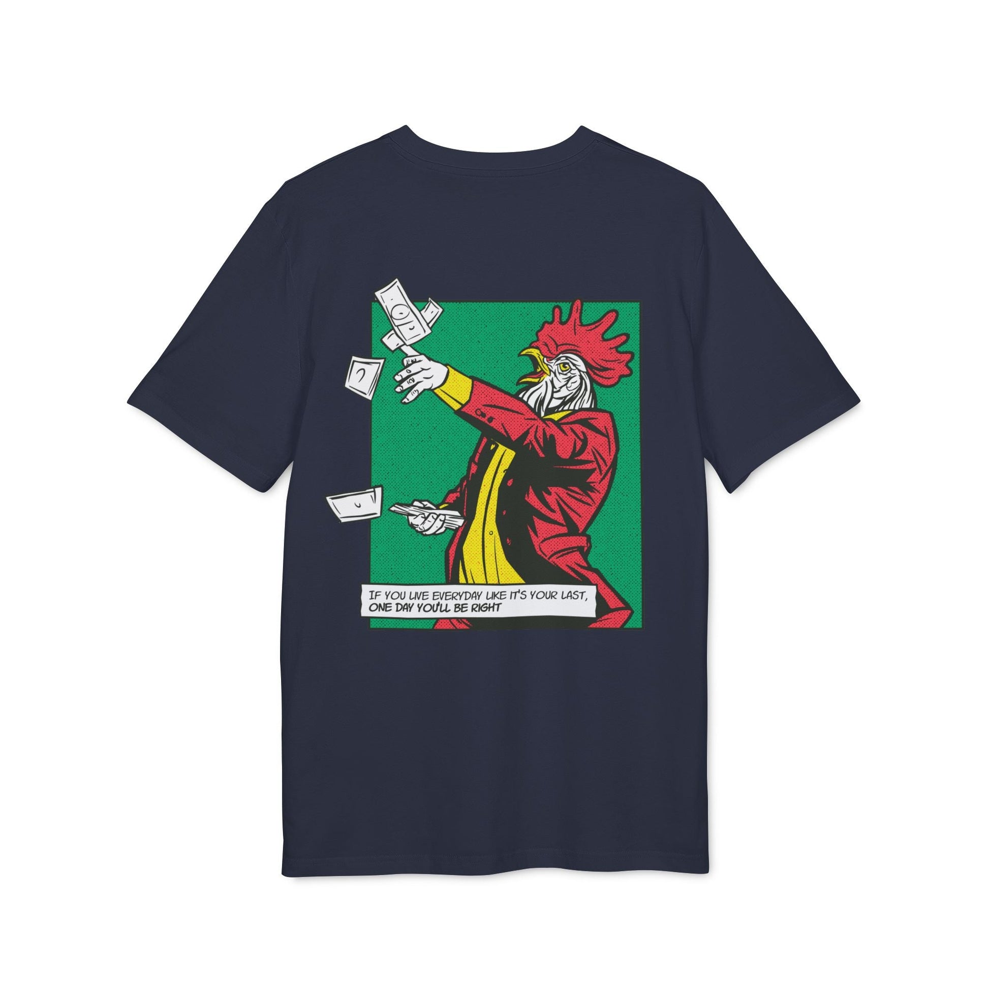 Rooster with Money - Comic Mafia - Premium Bio Unisex T-Shirt - Back Print-5
