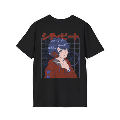 Anime Boy Headphones - Anime World - Unisex T-Shirt - Back Print-0