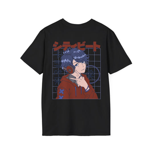 Anime Boy Headphones - Anime World - Unisex T-Shirt - Back Print-0
