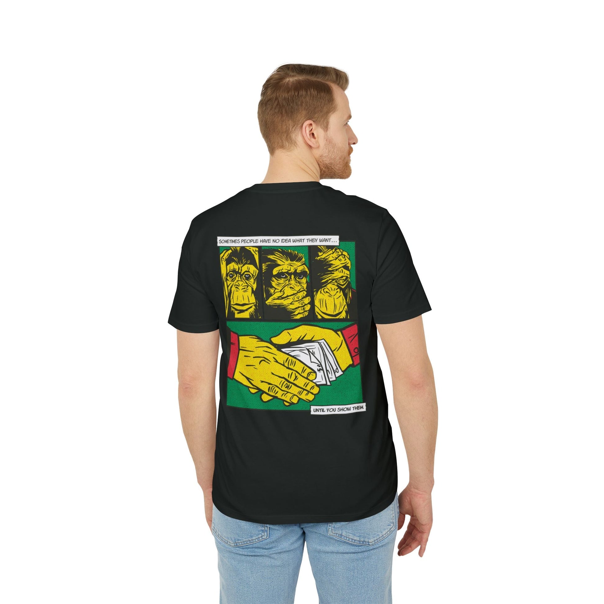 Three Monkeys - Comic Mafia - Premium Bio Unisex T-Shirt - Back Print-4