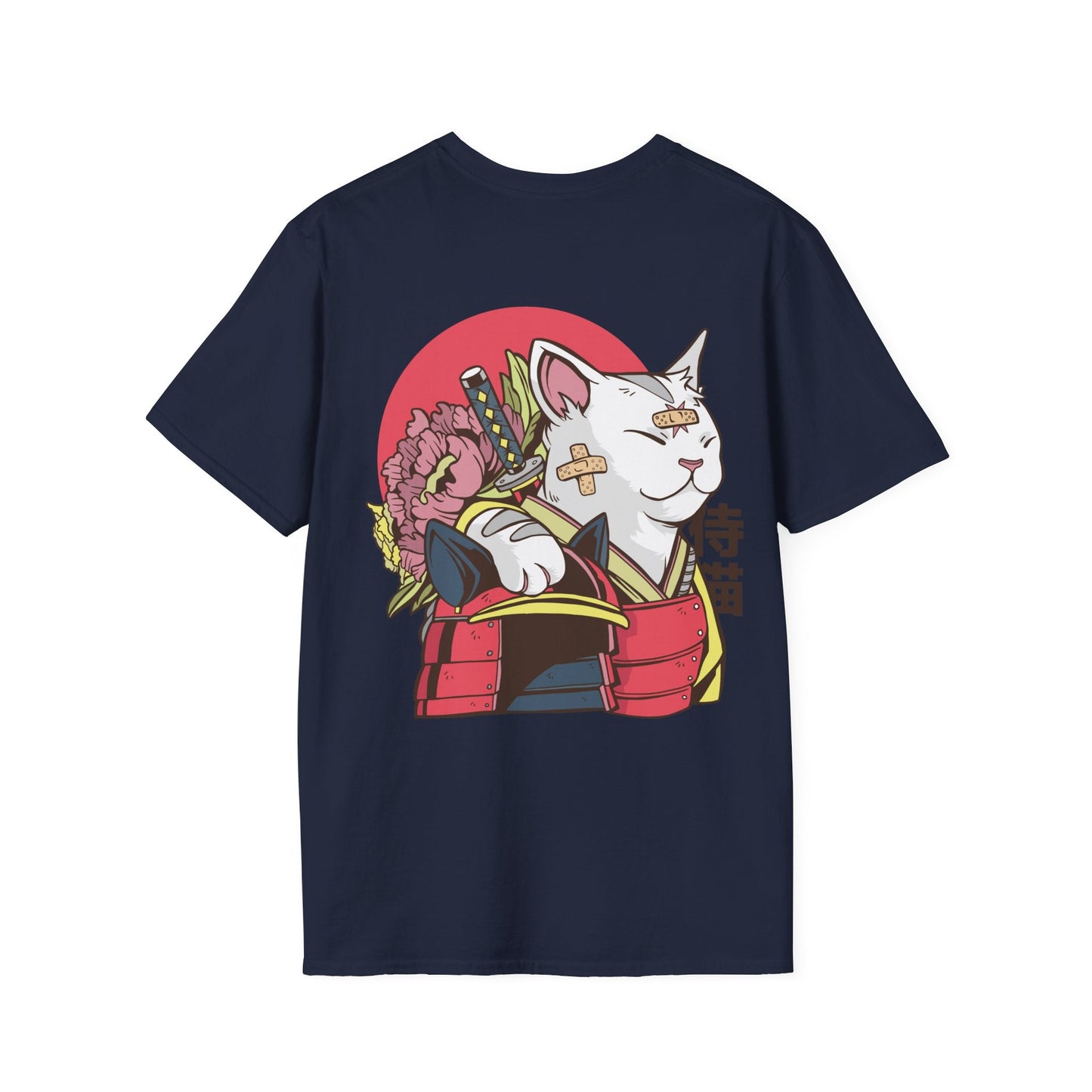 Samurai Cat - Anime World - Unisex T-Shirt - Back Print-2