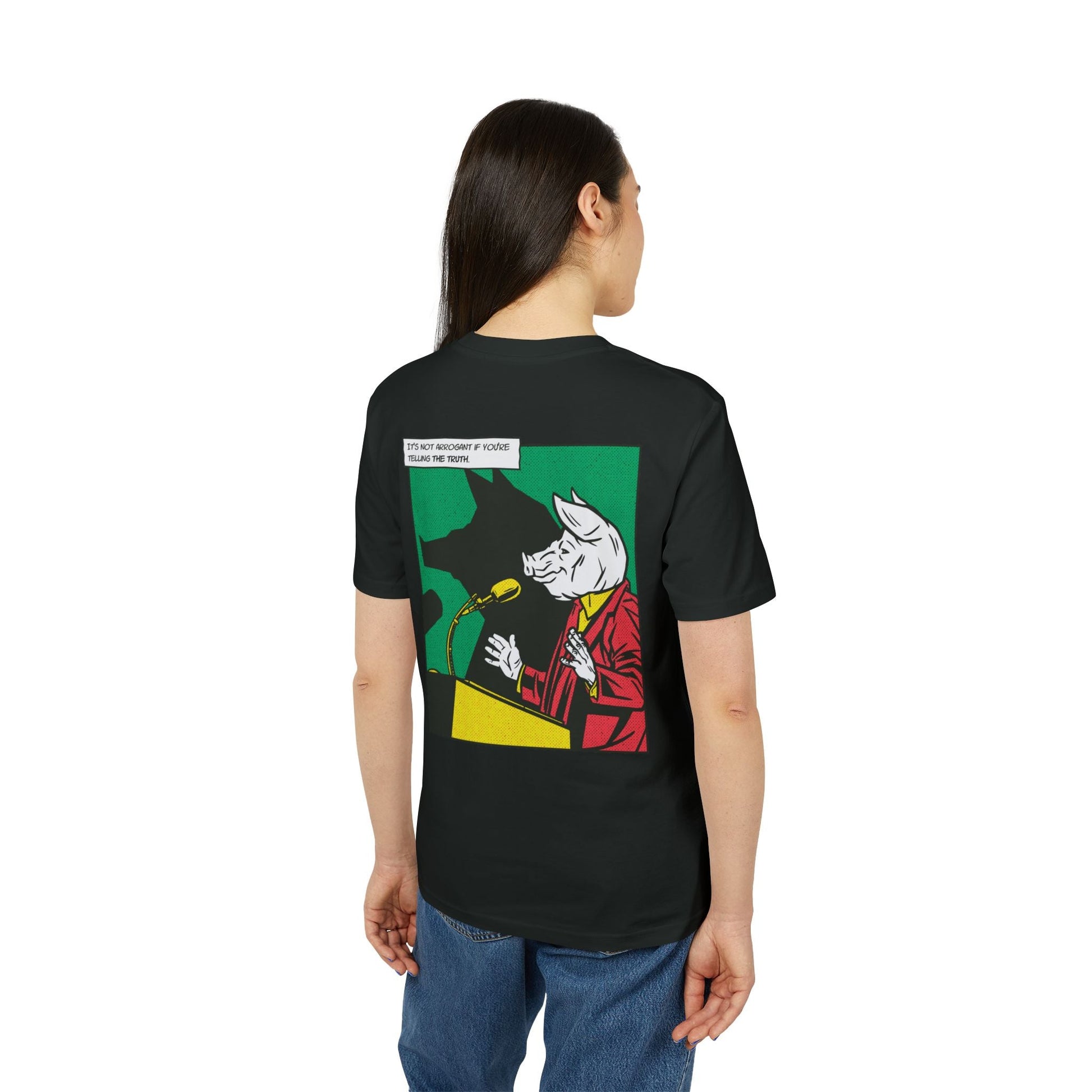Pig Politician - Comic Mafia - Premium Bio Unisex T-Shirt - Back Print-2