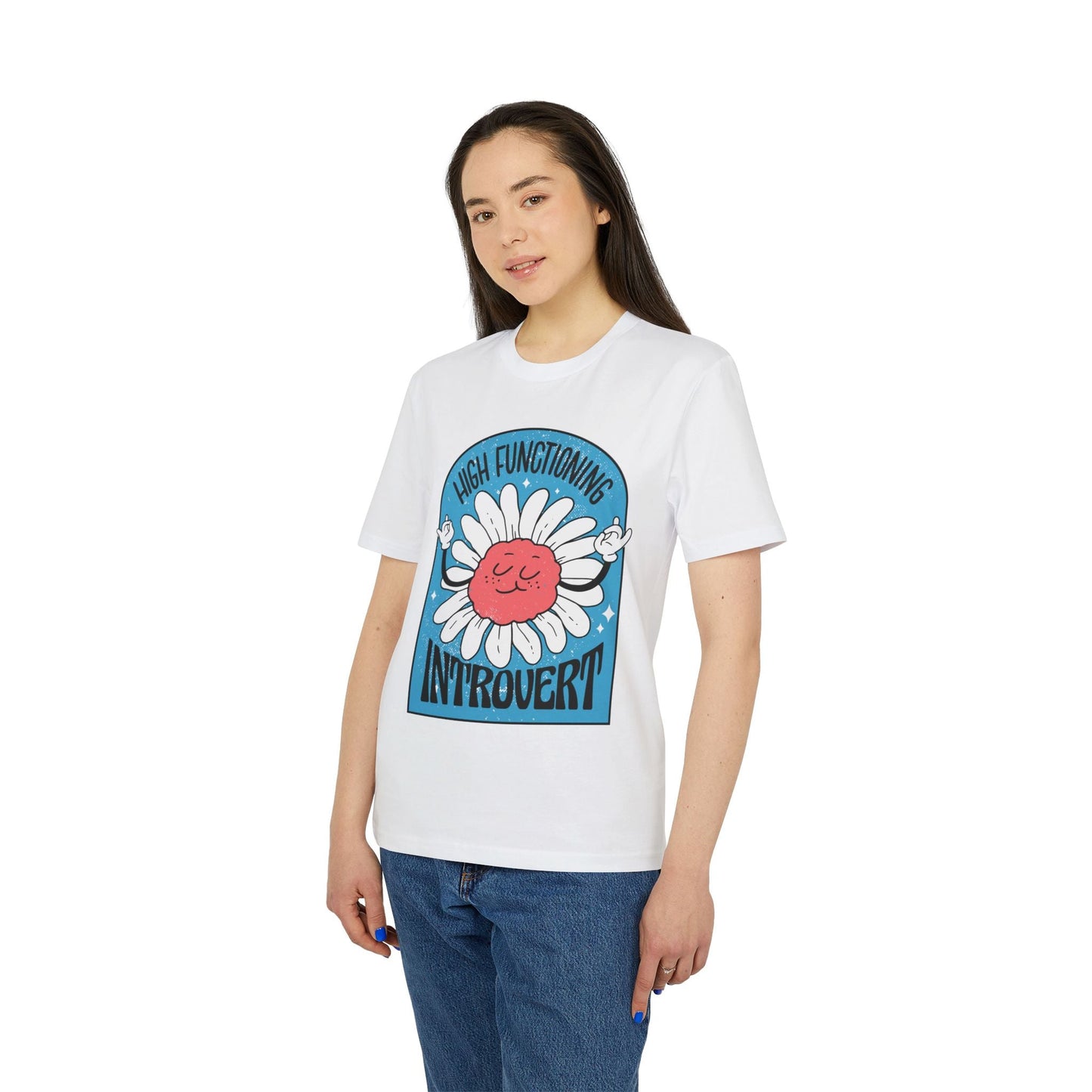 High functioning introvert - Antisocial Retro - Premium Bio Unisex T-Shirt - Front Print-2