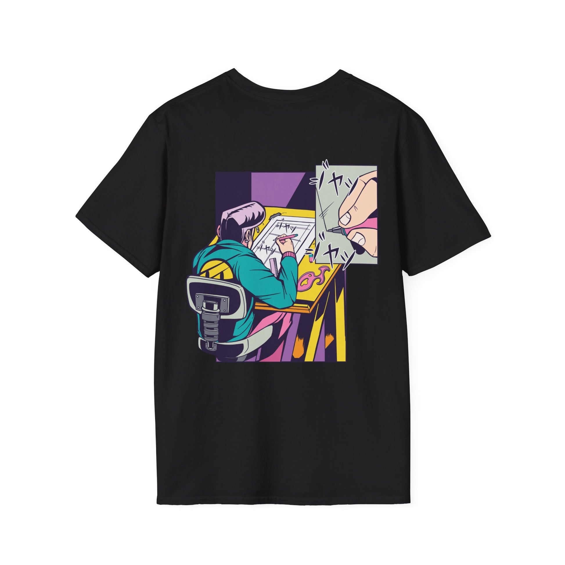 Mangaka Draw - Anime World - Unisex T-Shirt - Back Print-0