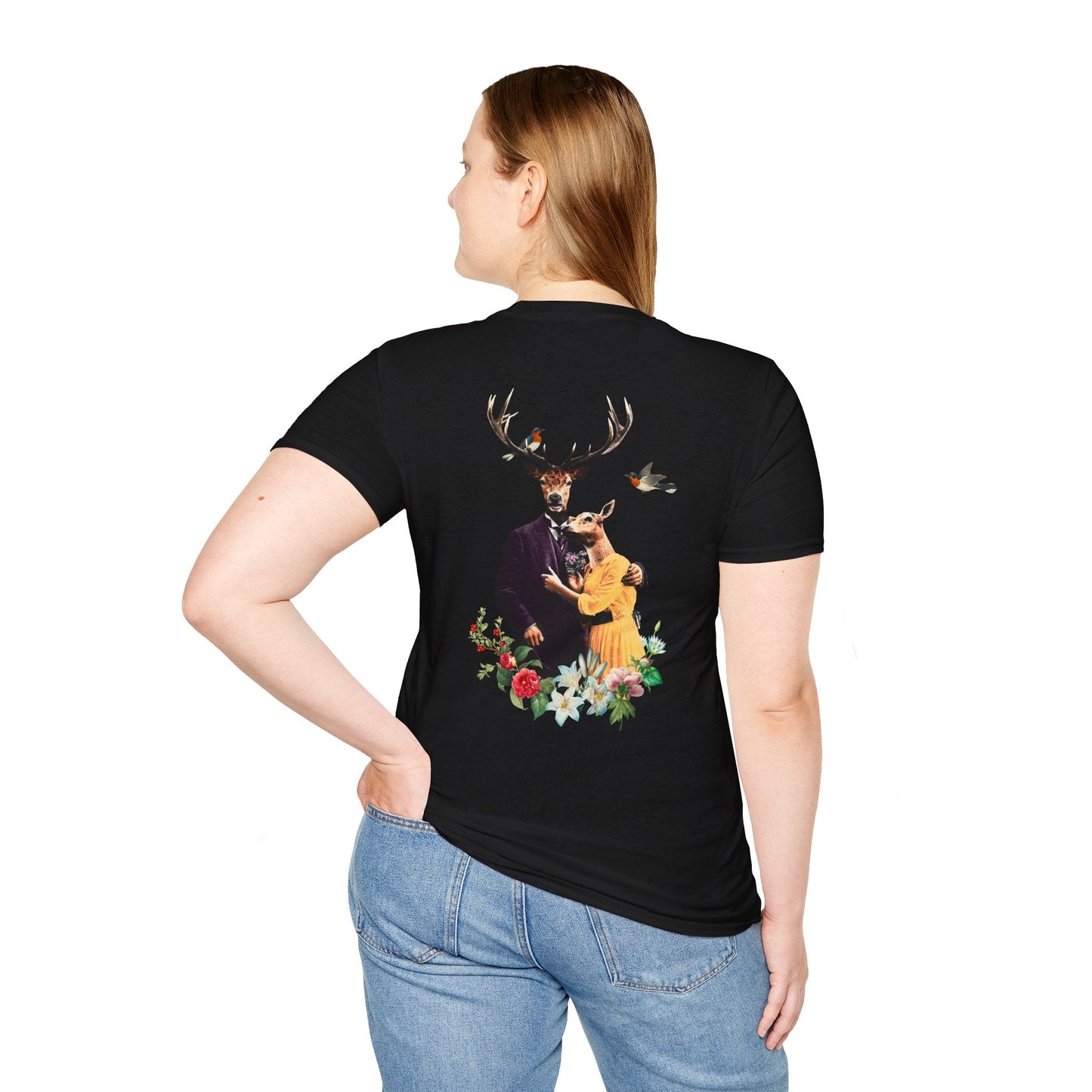 Deers - Animal Human - Unisex T-Shirt - Back Print-2