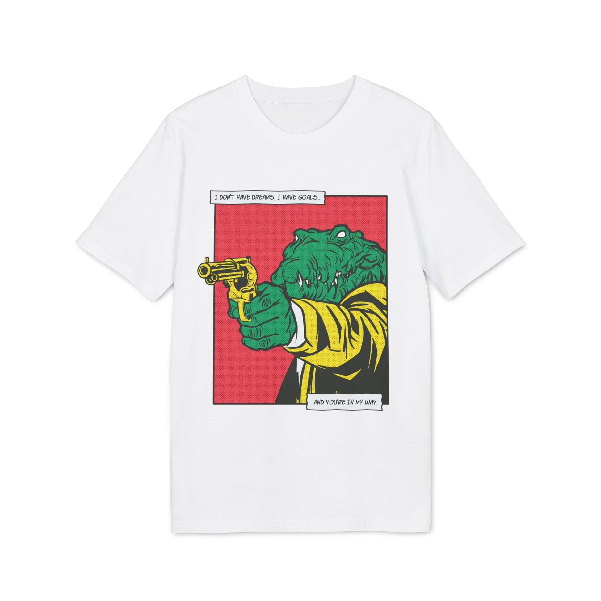 Alligator with Gun - Comic Mafia - Premium Bio Unisex T-Shirt - Front Print-6