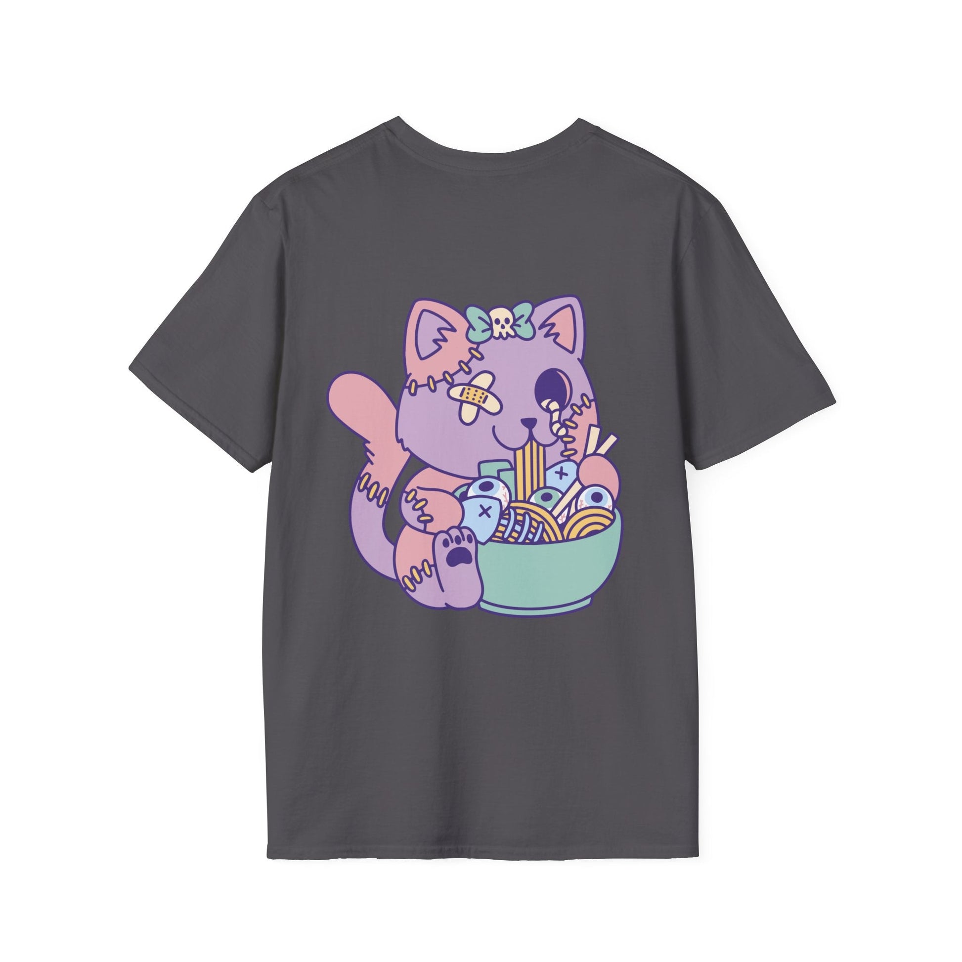 Goth Cat Ramen - Anime World - Unisex T-Shirt - Back Print-1