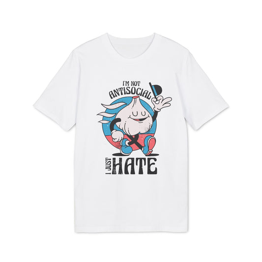 I´m not Antisocial I just hate - Antisocial Retro - Premium Bio Unisex T-Shirt - Front Print-0