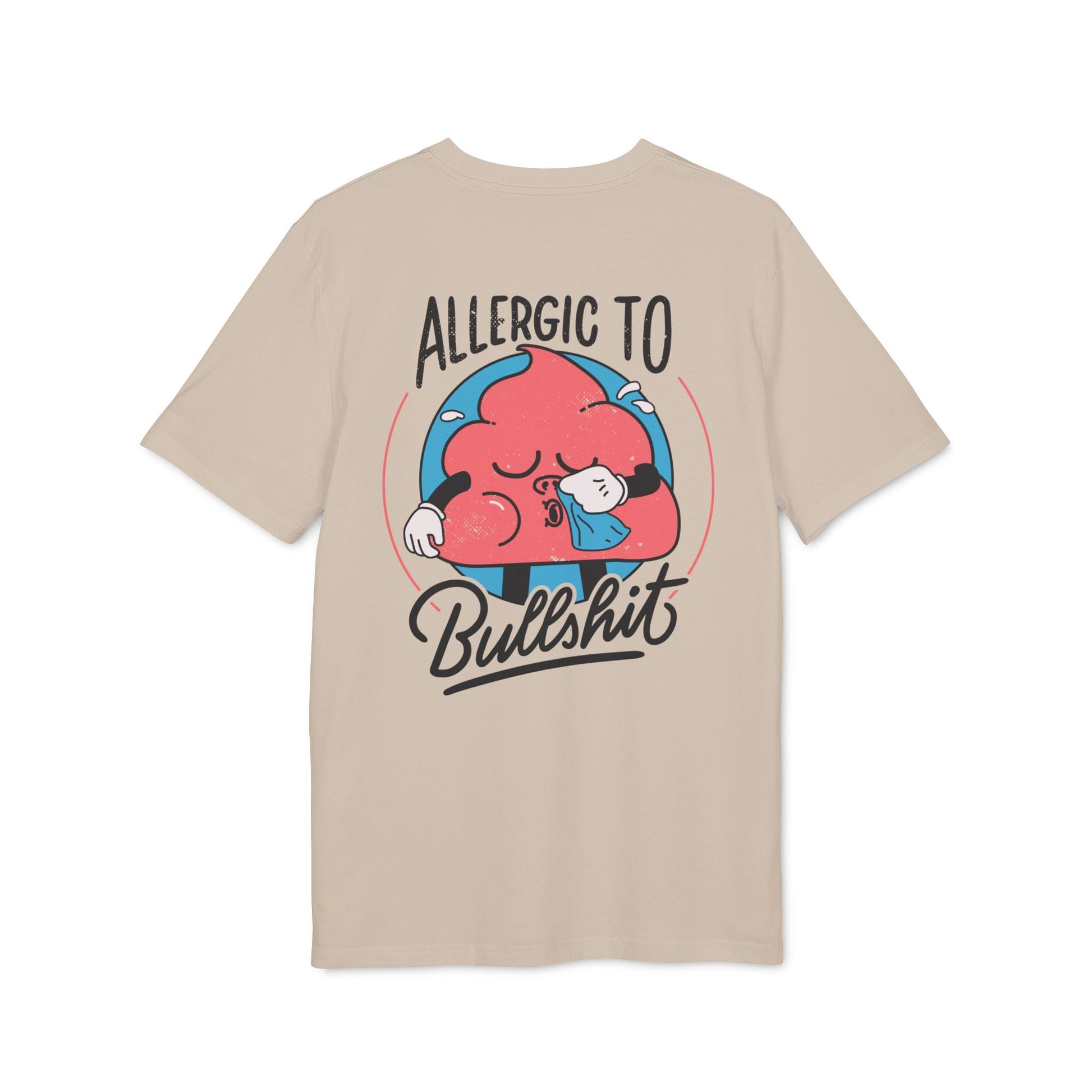 Allergic to Bullshit - Antisocial Retro - Premium Bio Unisex T-Shirt - Back Print-5