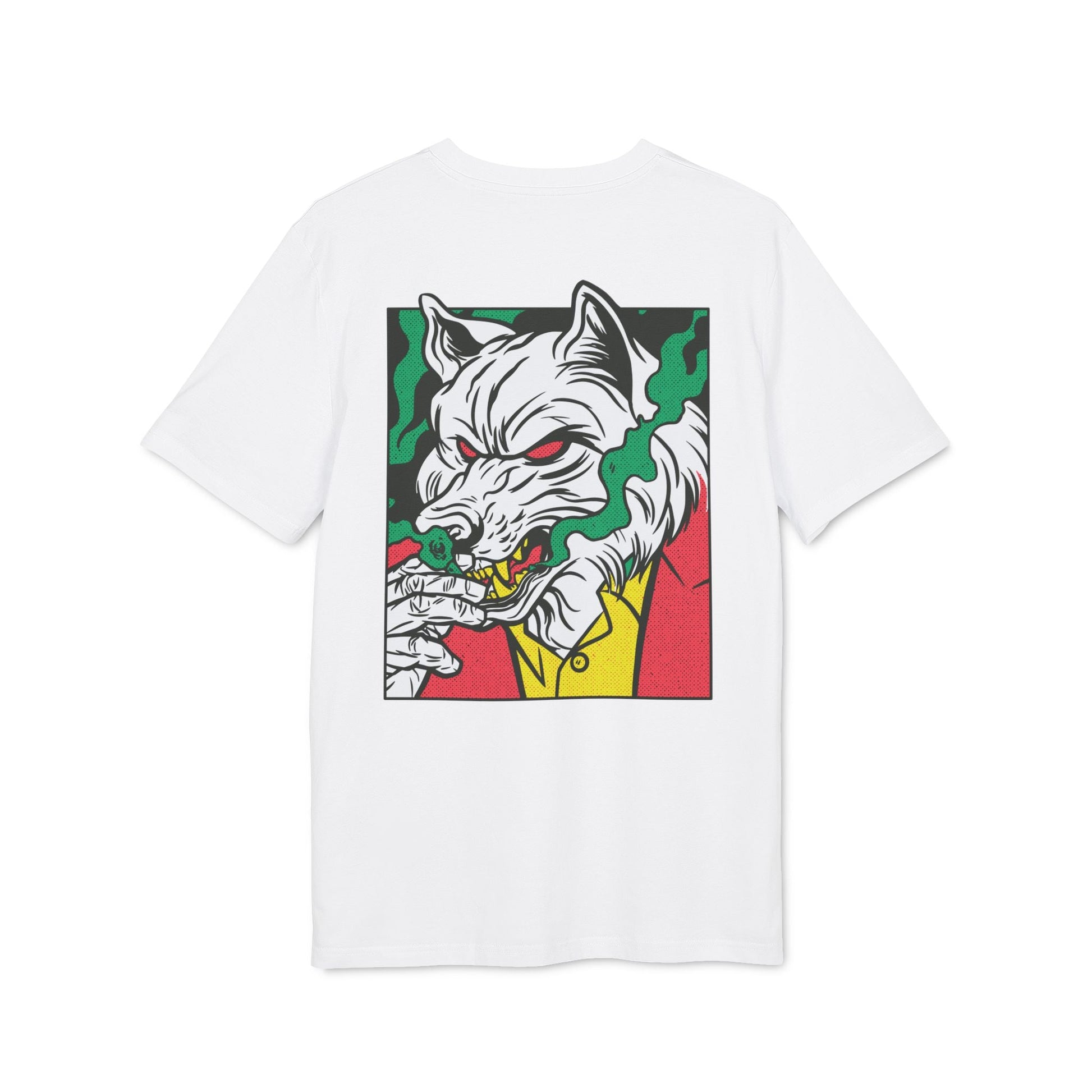 Smoking Wolf - Comic Mafia - Premium Bio Unisex T-Shirt - Back Print-6