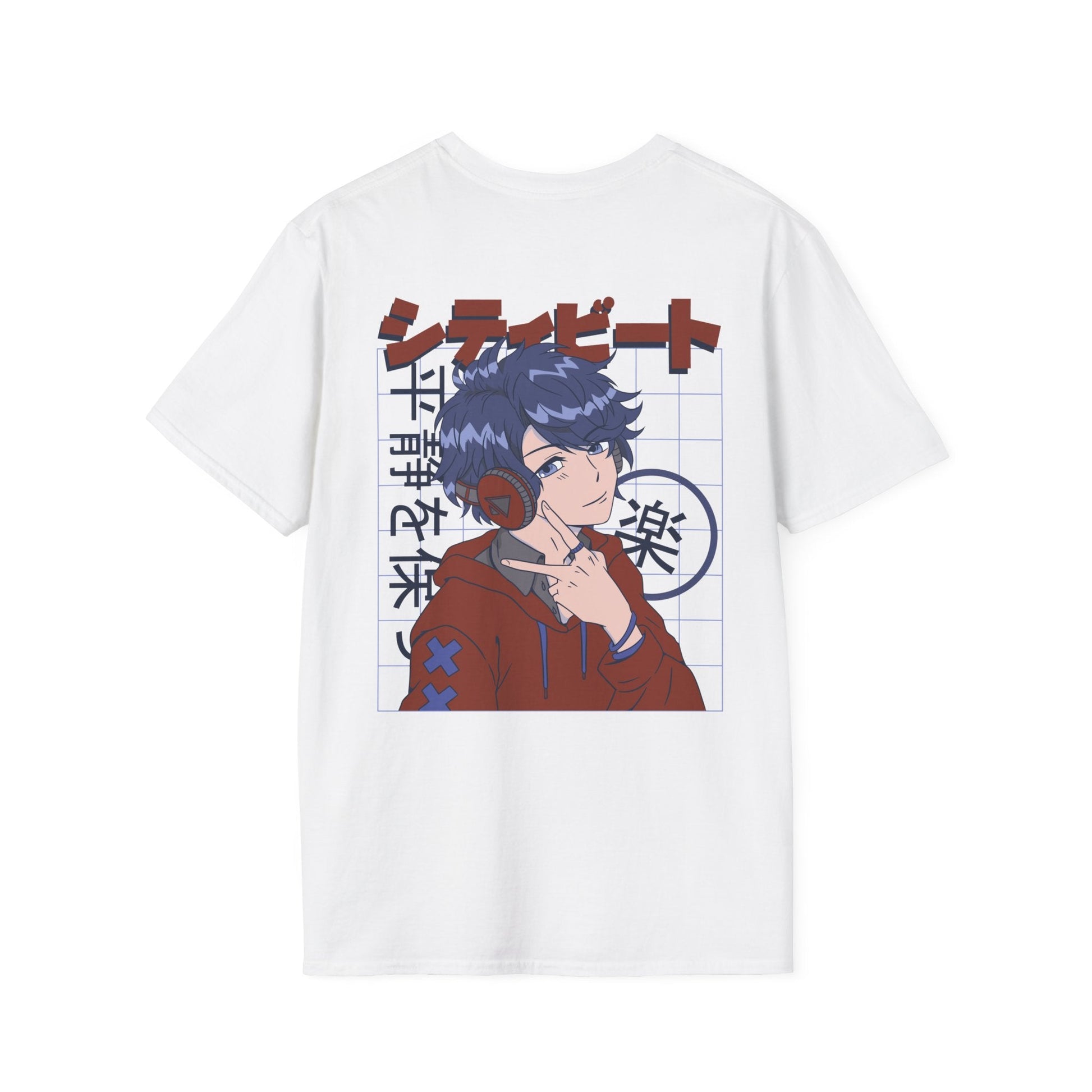 Anime Boy Headphones - Anime World - Unisex T-Shirt - Back Print-3