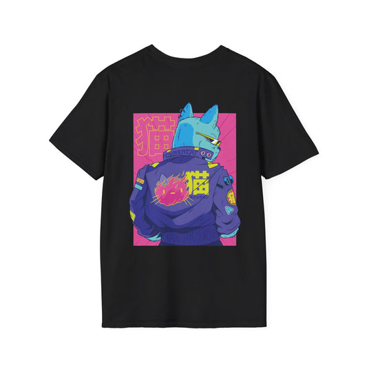 Cyberpunk Cat - Anime World - Unisex T-Shirt - Back Print-0