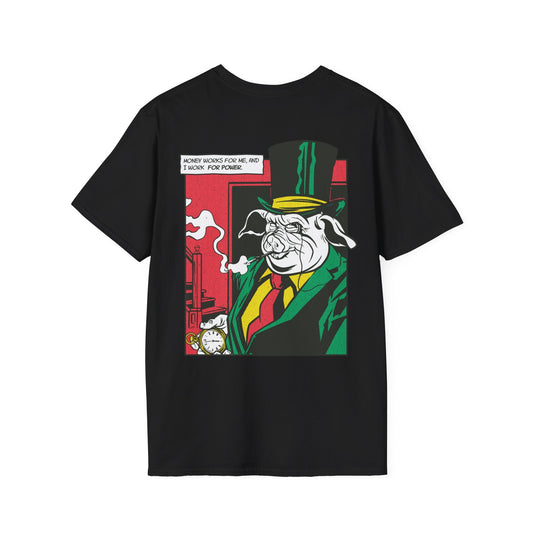 Pig Smoking - Comic Mafia - Unisex T-Shirt - Back Print-0