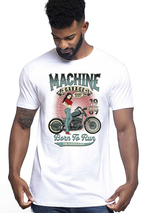 Machine Garage Born to Run Auto Moto e Bici 161-2019-3 T-shirt Urban Men Uomo 100% Cotone Pettinato JK