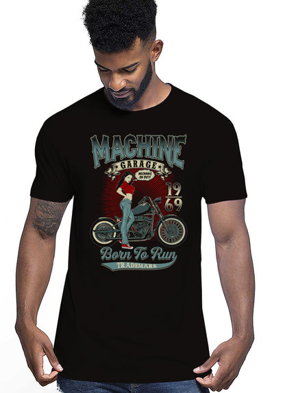 Machine Garage Born to Run Auto Moto e Bici 161-2019-3 T-shirt Urban Men Uomo 100% Cotone Pettinato JK