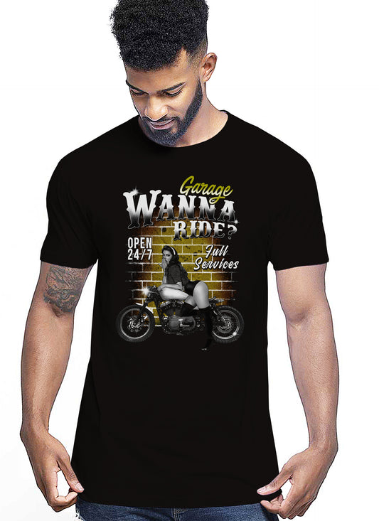 Garage Wanna Ride Motor Club Auto Moto e Bici 161-2019-44 T-shirt Urban Men Uomo 100% Cotone Pettinato JK