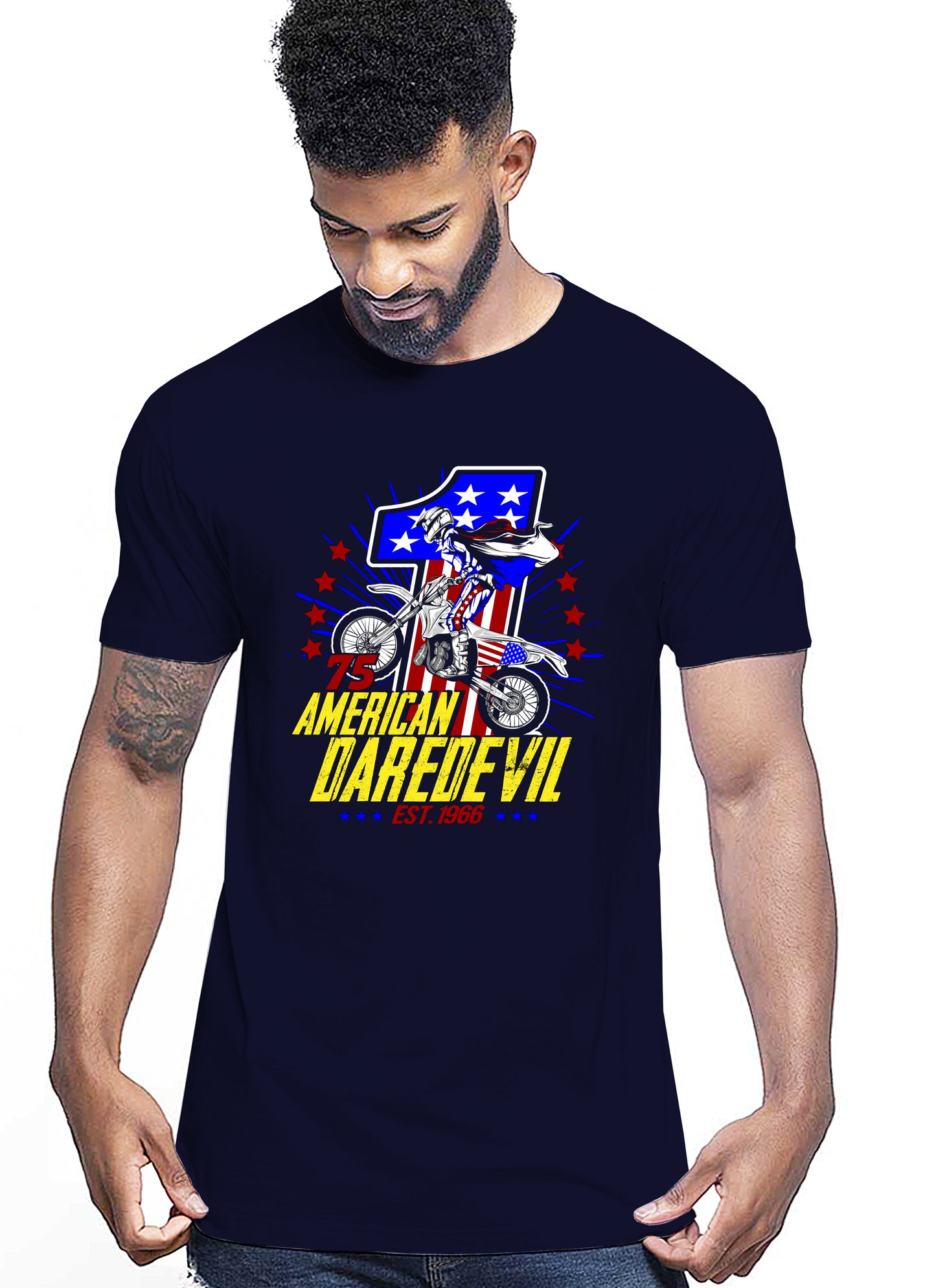 American Daredevil 75 Auto Moto e Bici 161-2019-54-2 T-shirt Urban Men Uomo 100% Cotone Pettinato JK