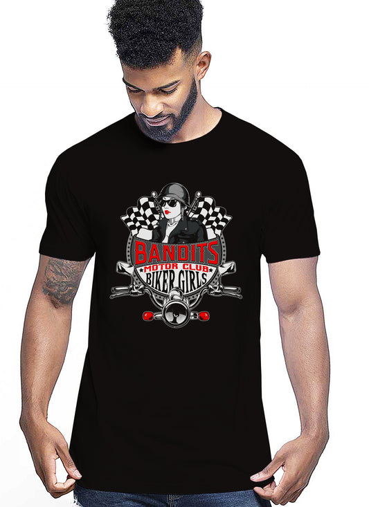 Bandits Bike Girl Auto Moto e Bici 161-2019-58 T-shirt Urban Men Uomo 100% Cotone Pettinato JK