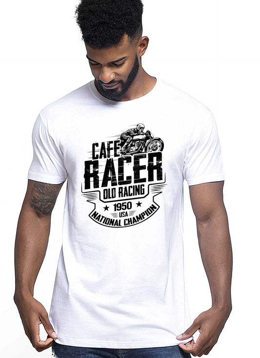 Cafe Racer Old Racing Auto Moto e Bici 161-2019-9-2 T-shirt Urban Men Uomo 100% Cotone Pettinato JK