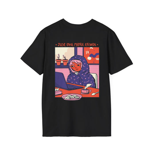 Just one more Episode - Cozy at Home - Unisex T-Shirt - Back Print-0