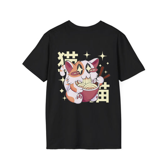 Cat Ramen - Kawaii Character - Unisex T-Shirt - Back Print-0
