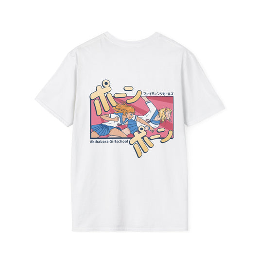 High School Girl Fight - Anime World - Unisex T-Shirt - Back Print-0