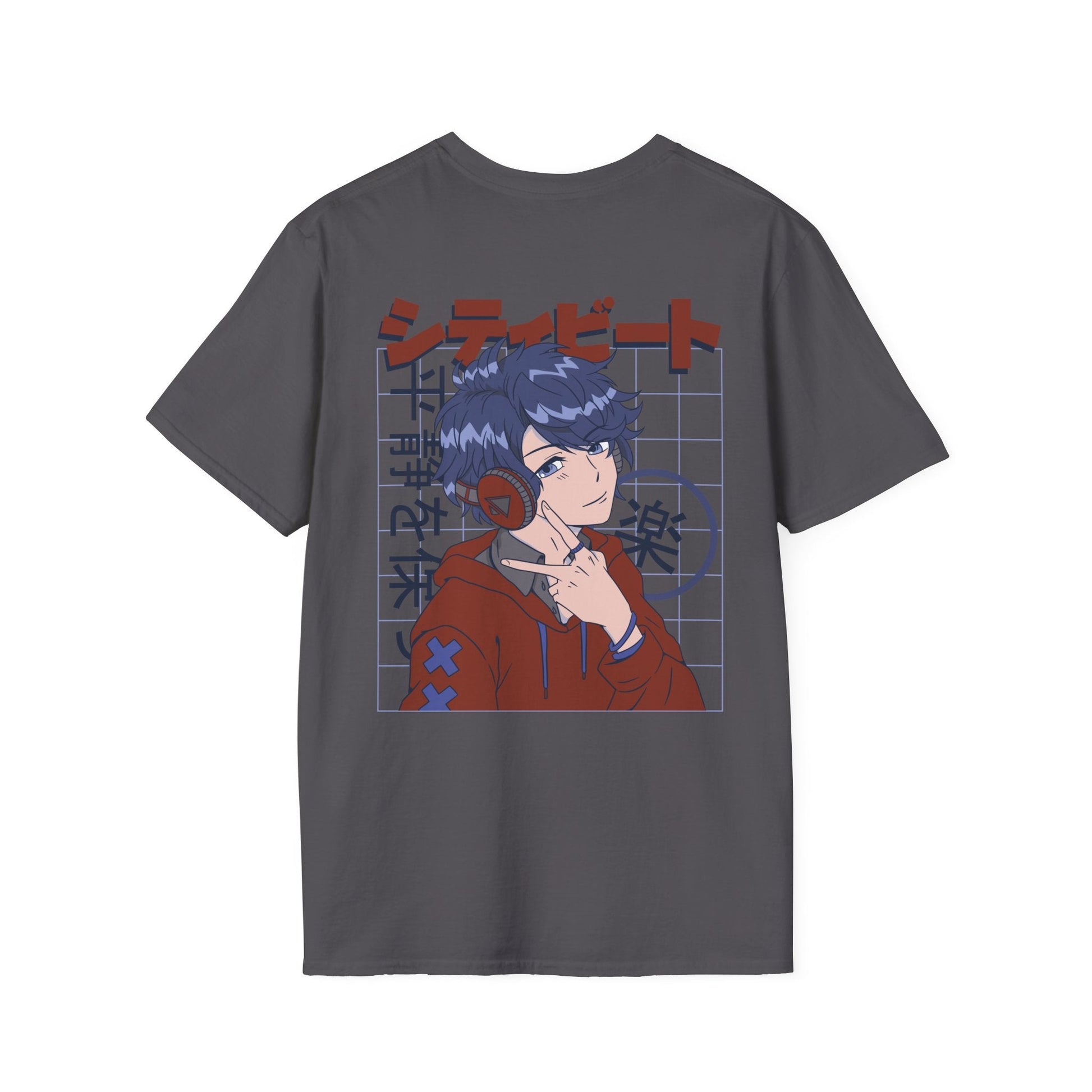 Anime Boy Headphones - Anime World - Unisex T-Shirt - Back Print-1