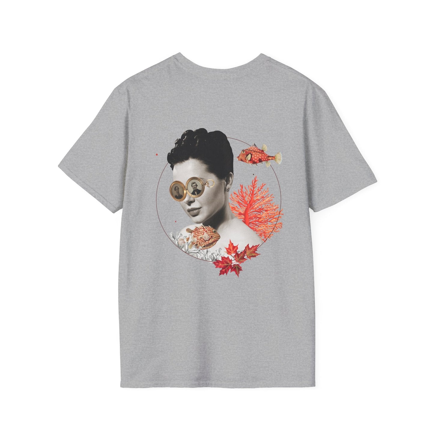 Coral - Quirky Collage - Unisex T-Shirt - Back Print-4