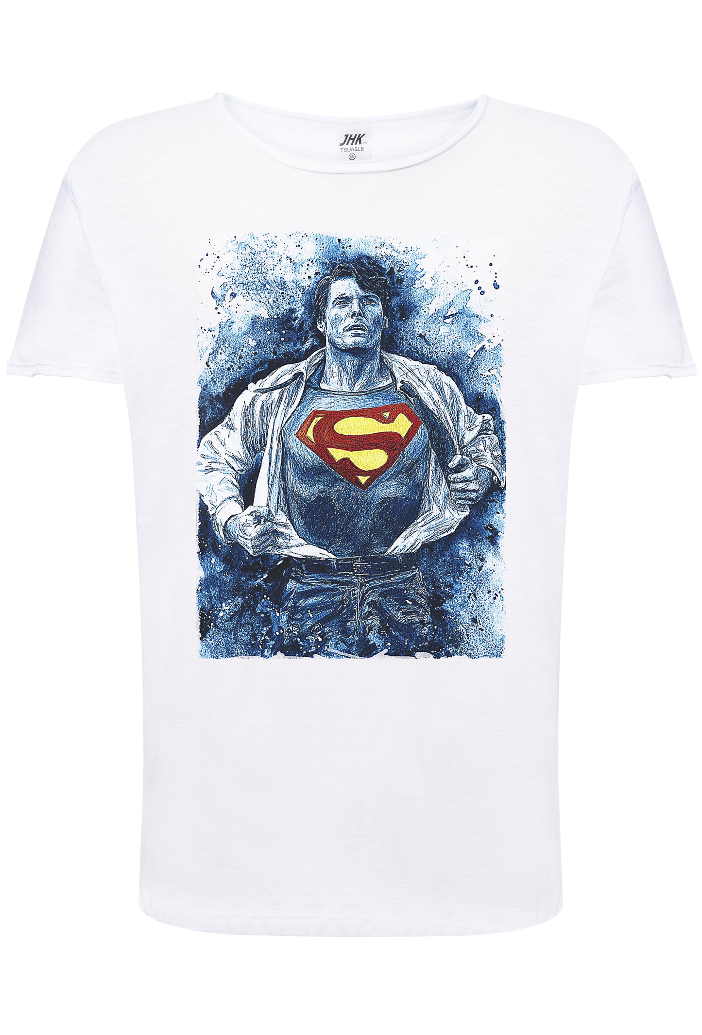 Super Man Scratc Super Eroi Fumetti 18-101 T-shirt Urban Slub Men Uomo 100% Cotone Fiammato JK