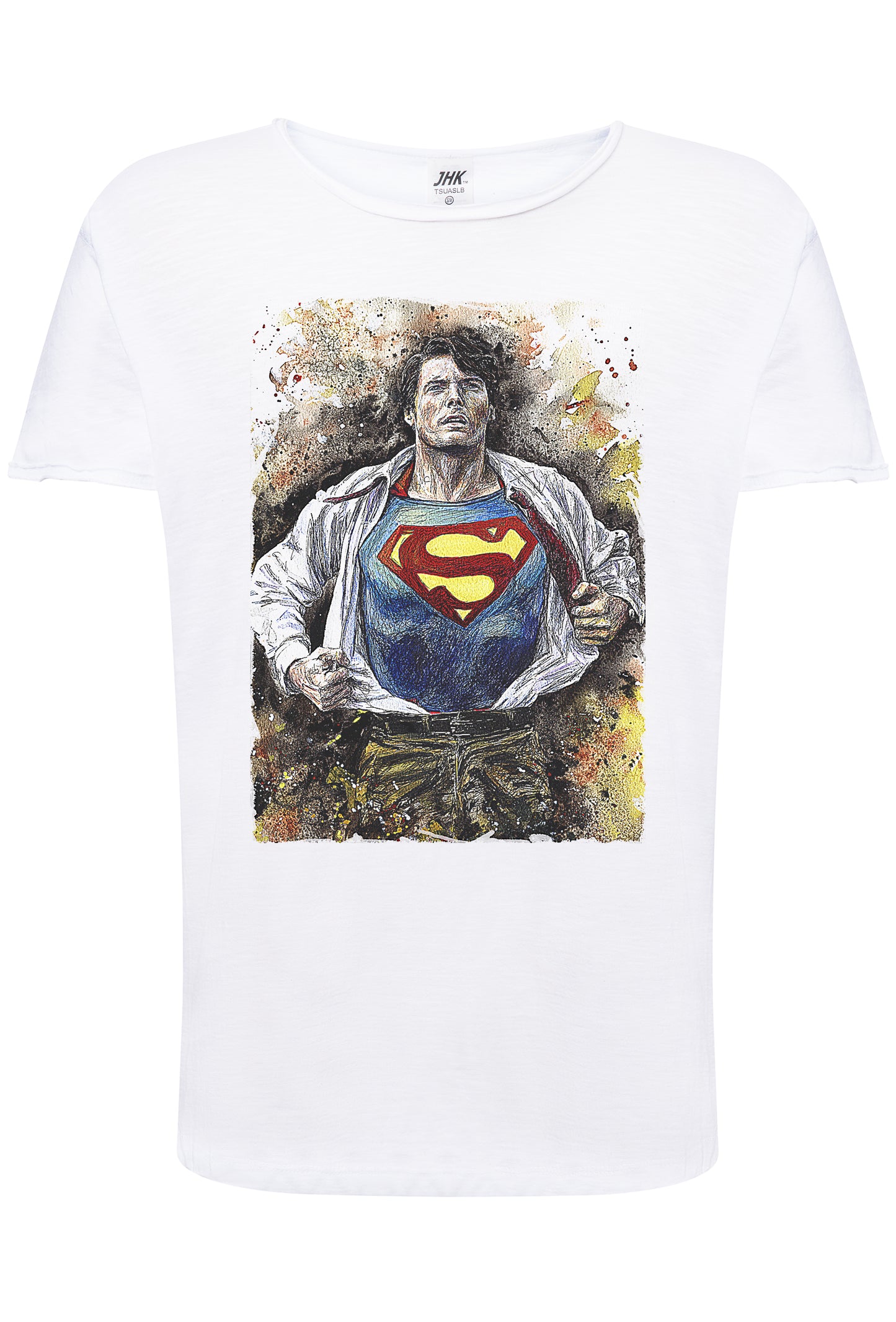 Super Man Scratc Super Eroi Fumetti 18-101 T-shirt Urban Slub Men Uomo 100% Cotone Fiammato JK