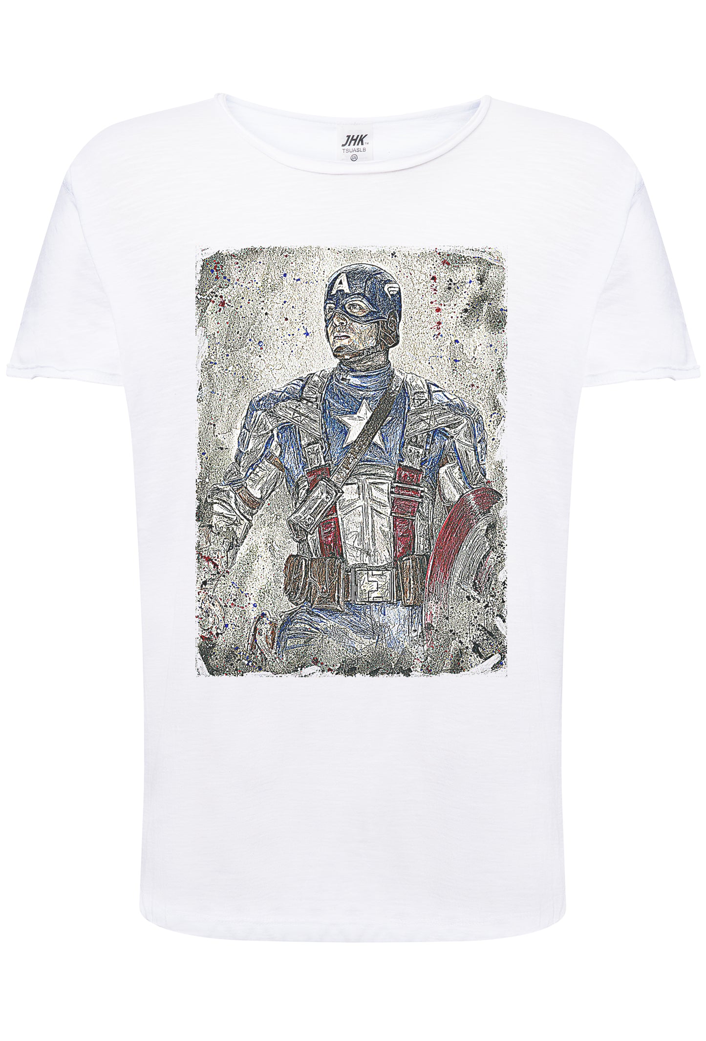 Captain Scratc Super Eroi Fumetti 18-102 T-shirt Urban Slub Men Uomo 100% Cotone Fiammato JK