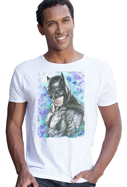 Batman Scratc Super Eroi Fumetti 18-103 T-shirt Urban Slub Men Uomo 100% Cotone Fiammato JK