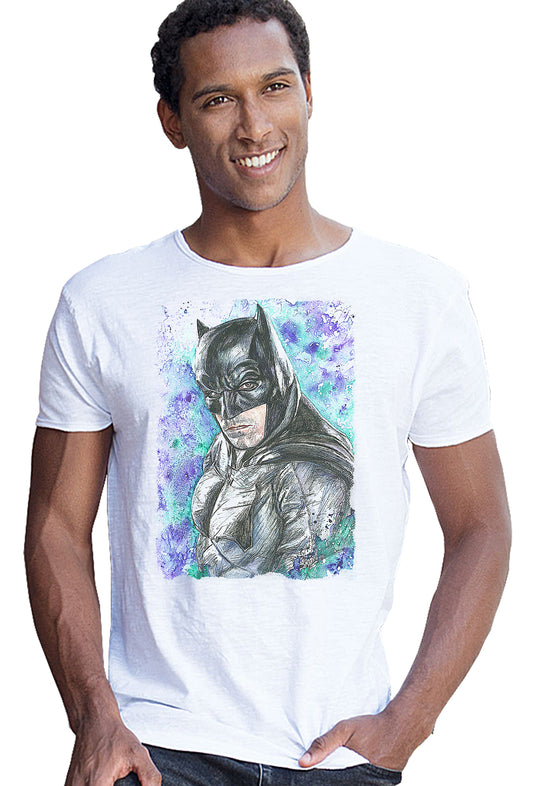 Batman Scratc Super Eroi Fumetti 18-103 T-shirt Urban Slub Men Uomo 100% Cotone Fiammato JK