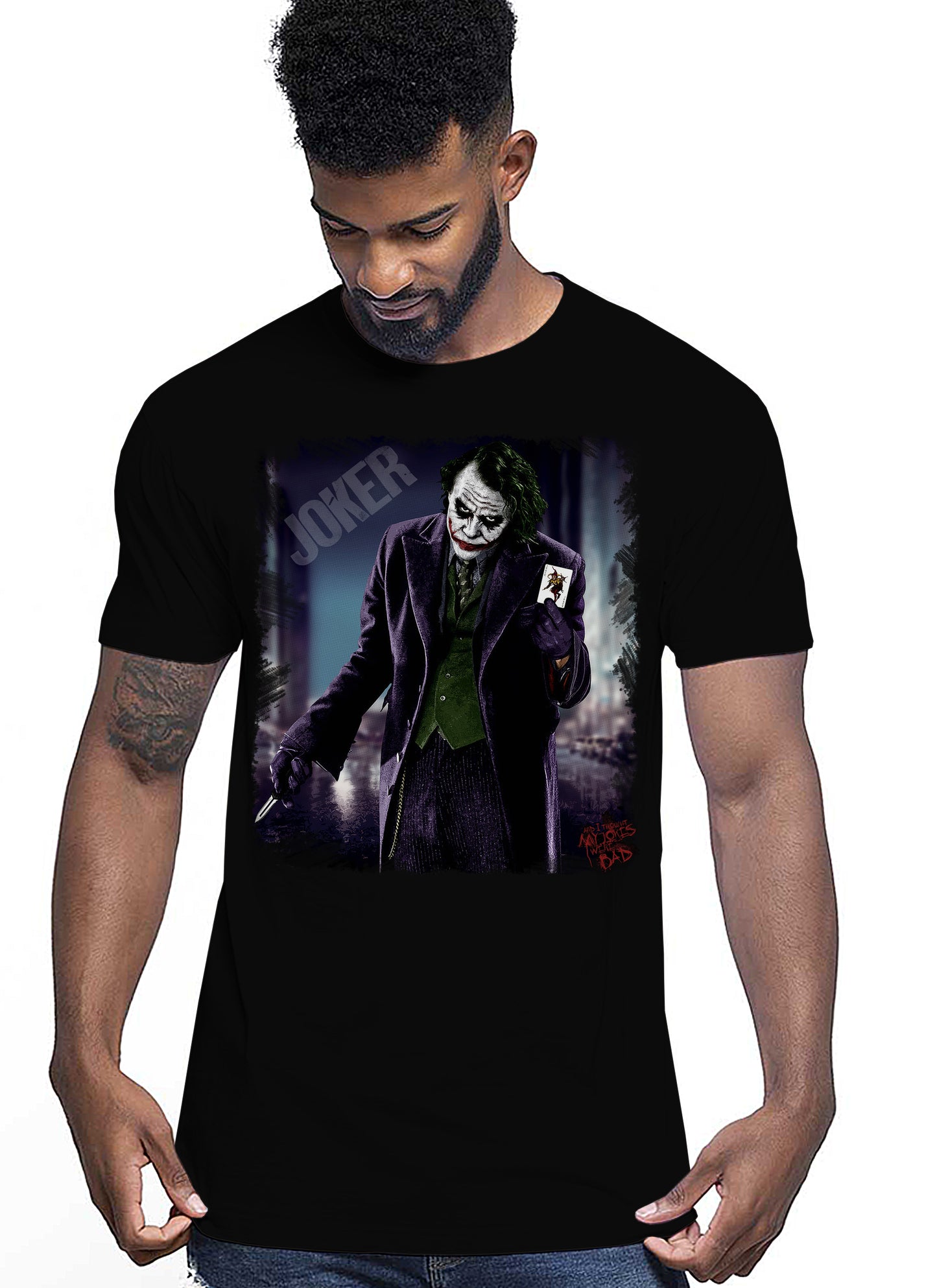 Bad Serious Joker Carta Cinema Film 18-20-15-3 T-shirt Urban Men Uomo 100% Cotone Pettinato JK