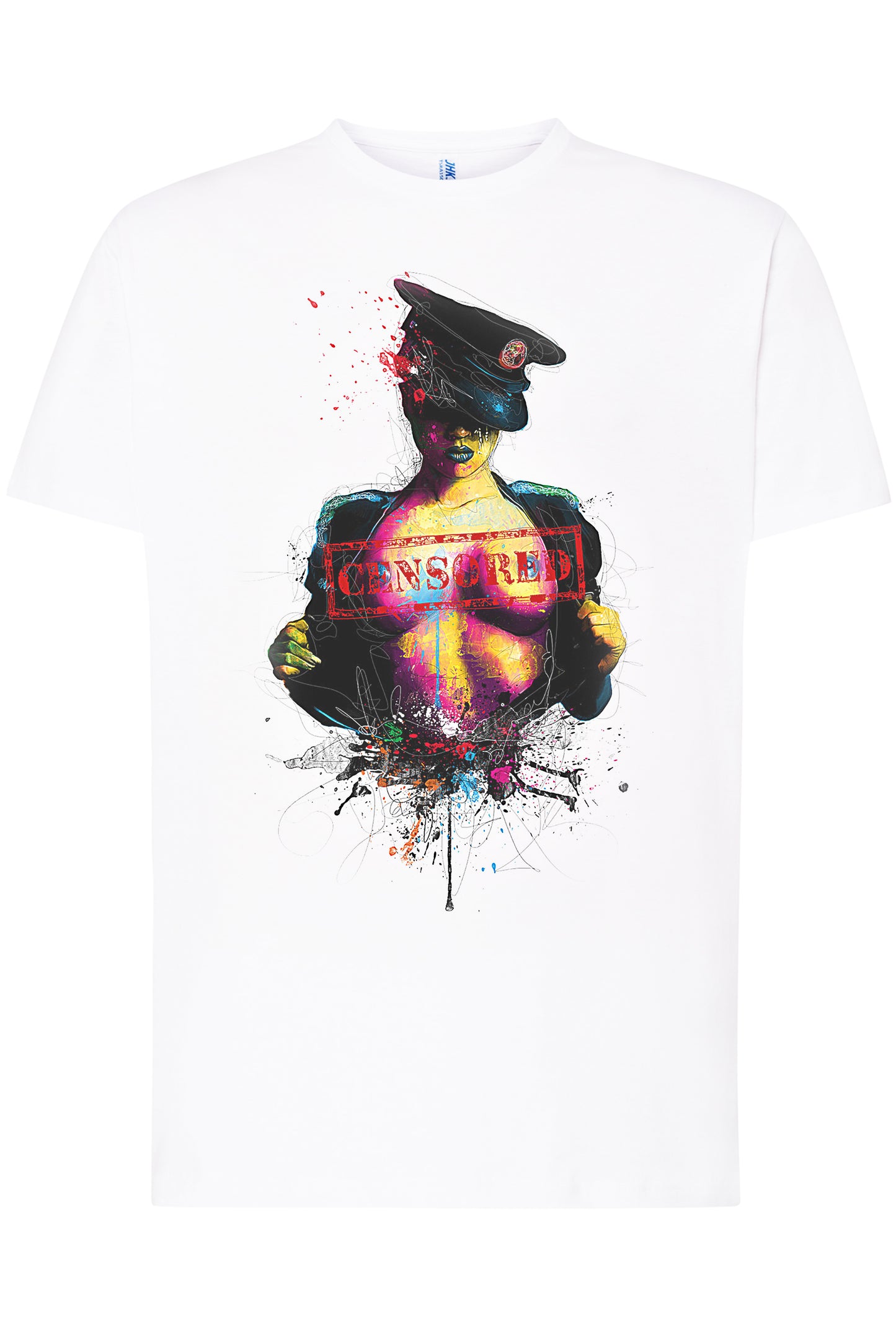 Censored Color Artistico Stilizzato 18-20-44 T-shirt Urban Men Uomo 100% Cotone Pettinato JK