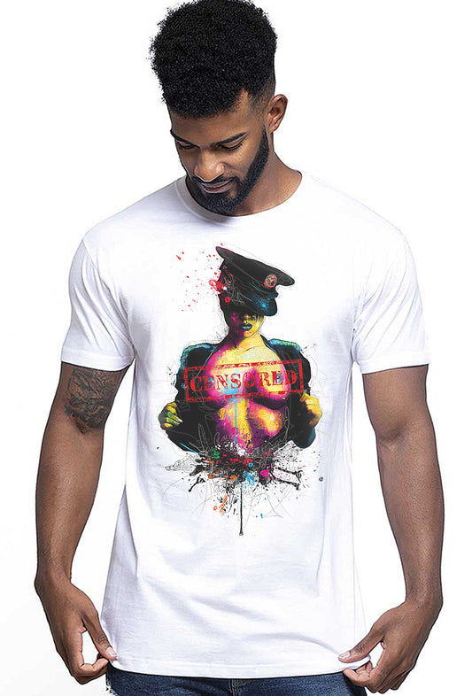 Censored Color Artistico Stilizzato 18-20-44 T-shirt Urban Men Uomo 100% Cotone Pettinato JK