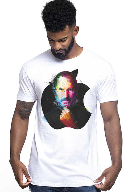 Steve Jobs Color Artistico Stilizzato 18-20-50 T-shirt Urban Men Uomo 100% Cotone Pettinato JK