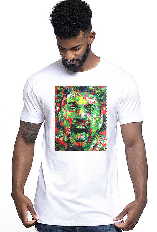 Portrait Buffon Color Artistico Stilizzato 18-30-17 T-shirt Urban Men Uomo 100% Cotone Pettinato JK