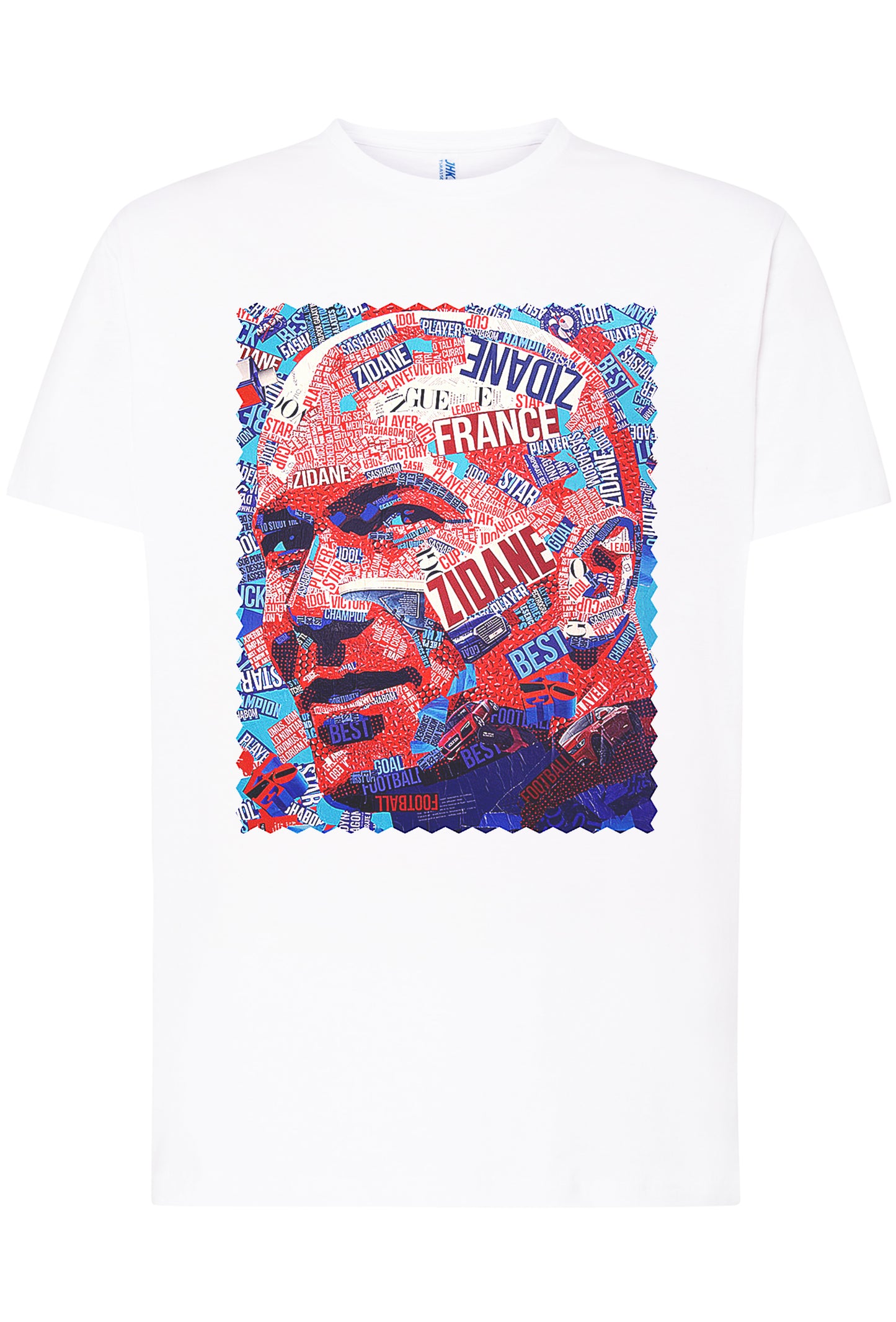 Portrait Zidane Color Artistico Stilizzato 18-30-18 T-shirt Urban Men Uomo 100% Cotone Pettinato JK