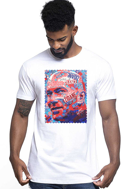 Portrait Zidane Color Artistico Stilizzato 18-30-18 T-shirt Urban Men Uomo 100% Cotone Pettinato JK