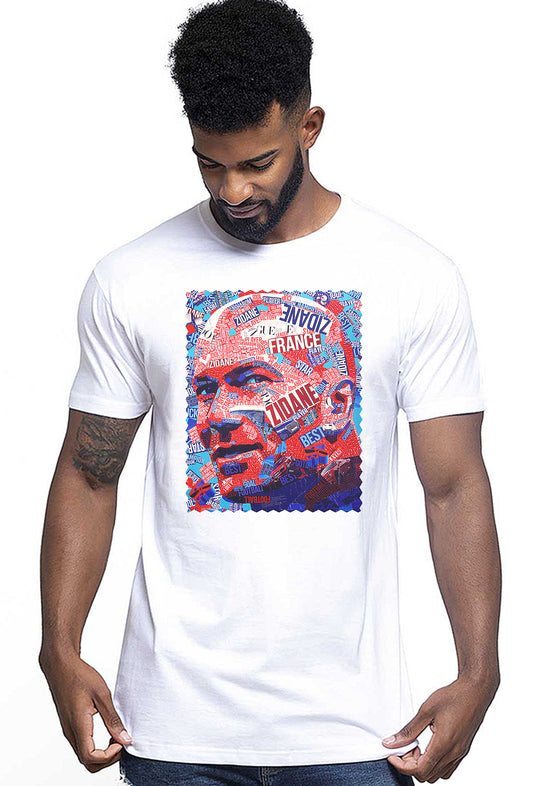 Portrait Zidane Color Artistico Stilizzato 18-30-18 T-shirt Urban Men Uomo 100% Cotone Pettinato JK