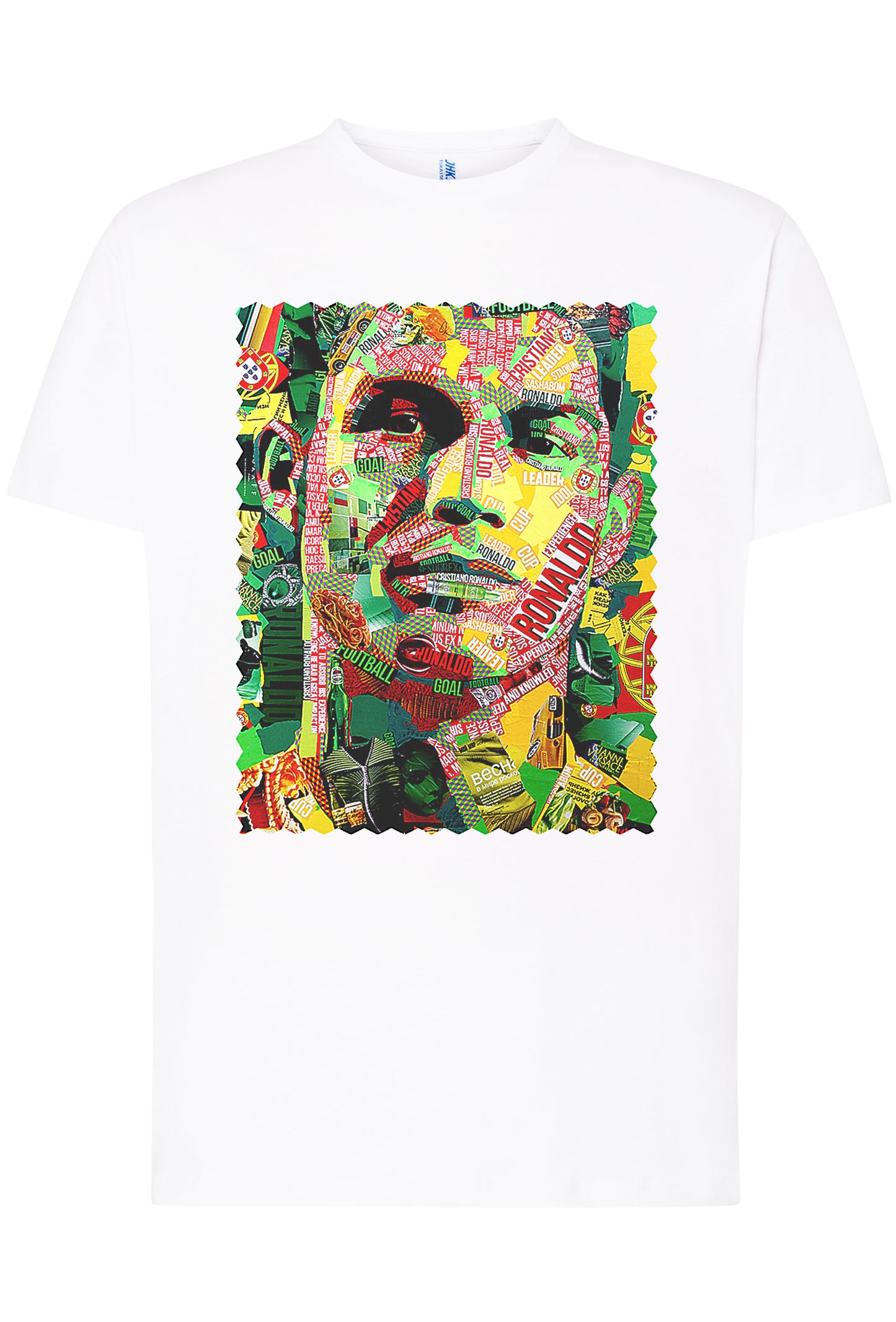 Portrait Ronaldo Color Artistico Stilizzato 18-30-19 T-shirt Urban Men Uomo 100% Cotone Pettinato JK